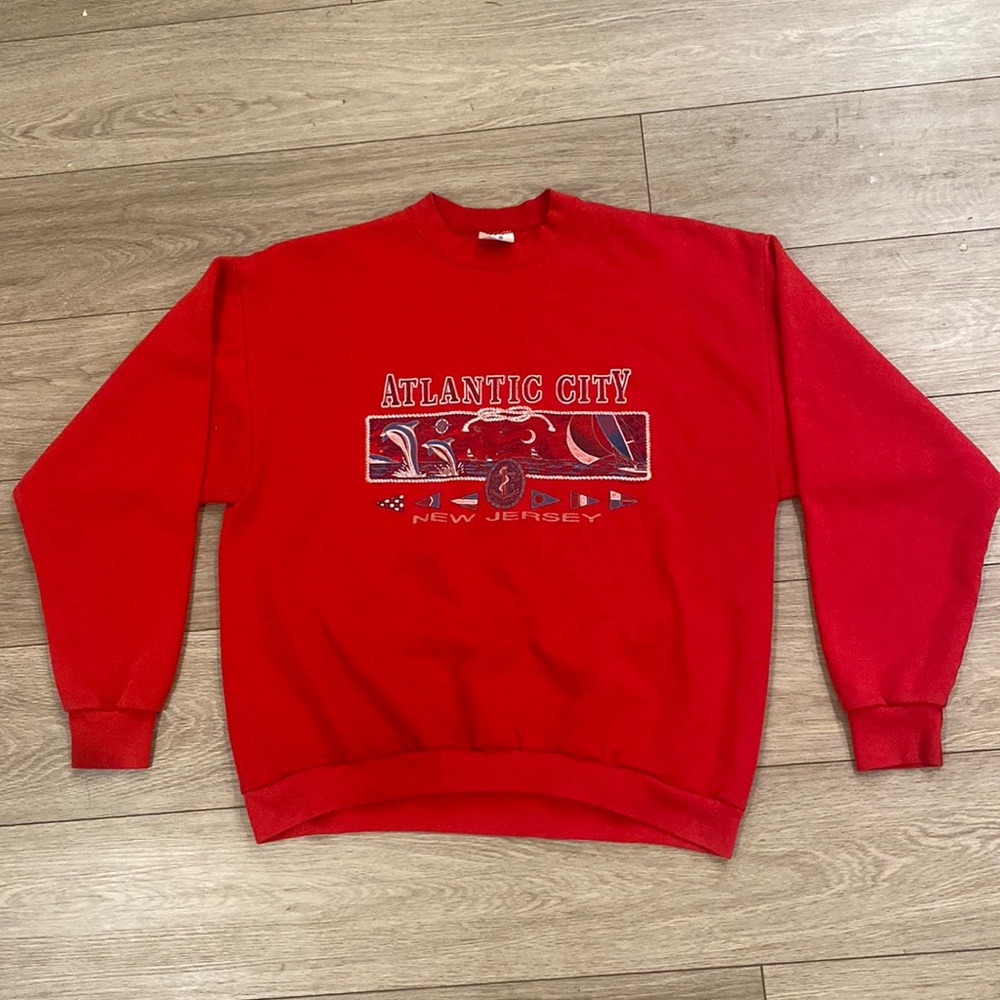 Vintage Beach Atlantic City Sweatshirt RED Tee Jays XXLmade in USA